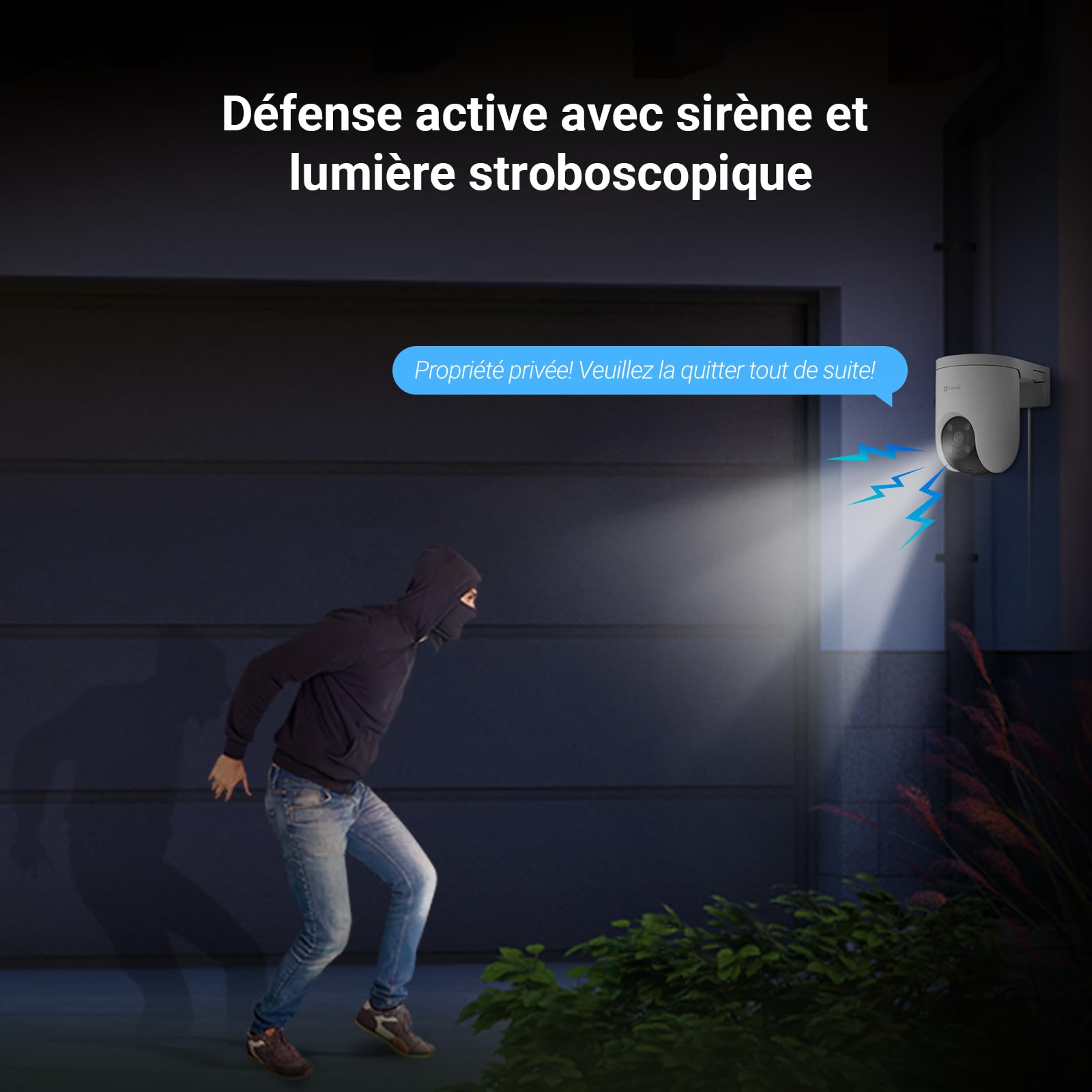 EZVIZ POE 2K Caméra de Surveillance WiFi Extérieure avec Détection de Personne, Suivi Auto, Vision Nocturne en Couleur, Alarme Sirène et Flash, Audio Bidirectionnel, H.265, Compatible Alexa, H8c PoE