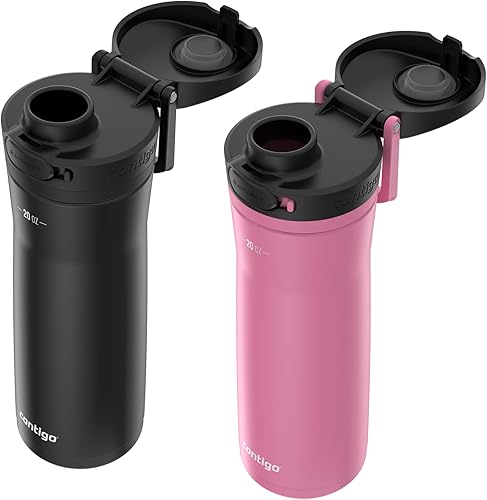 Miniatura 3 de Contigo Jackson Chill 2.0 Botella de agua con tapa Autopop, 20 onzas, paquete de 2, rosa y negro