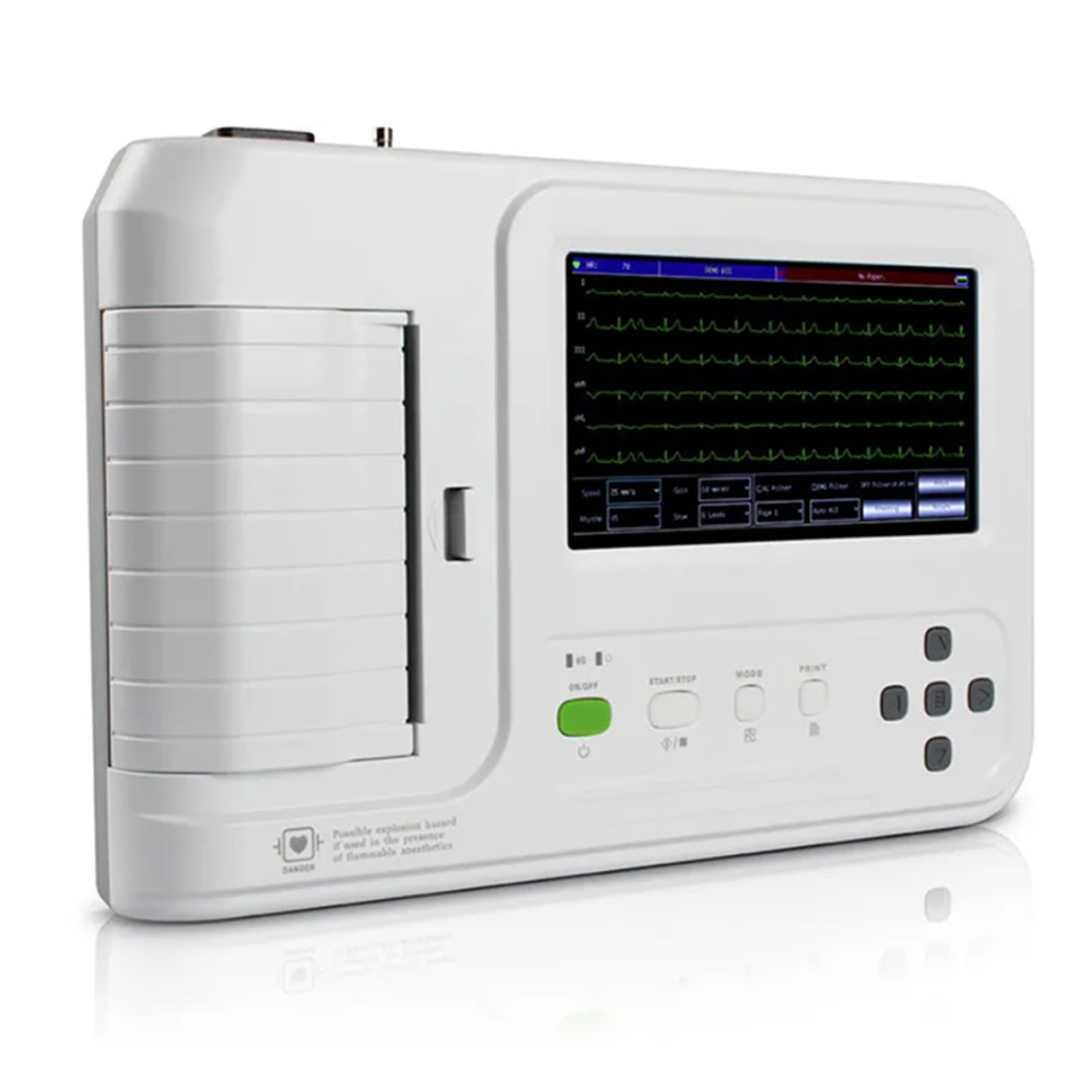 Monitor Ecg Portatile,Monitor per La Salute Cardiaca a Domicilio, Elettrocardiografo Ecg/Ekg a 6 Canali E 12 Derivazioni,Con Modalità Di Dimostrazione Della Forma D'onda Ecg,Interfaccia Multilingue