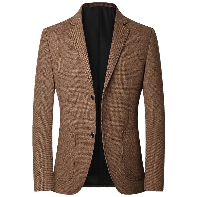 Men's Brown Casual Blazers Two Button Suit Jacket Lightweight Sport Coats