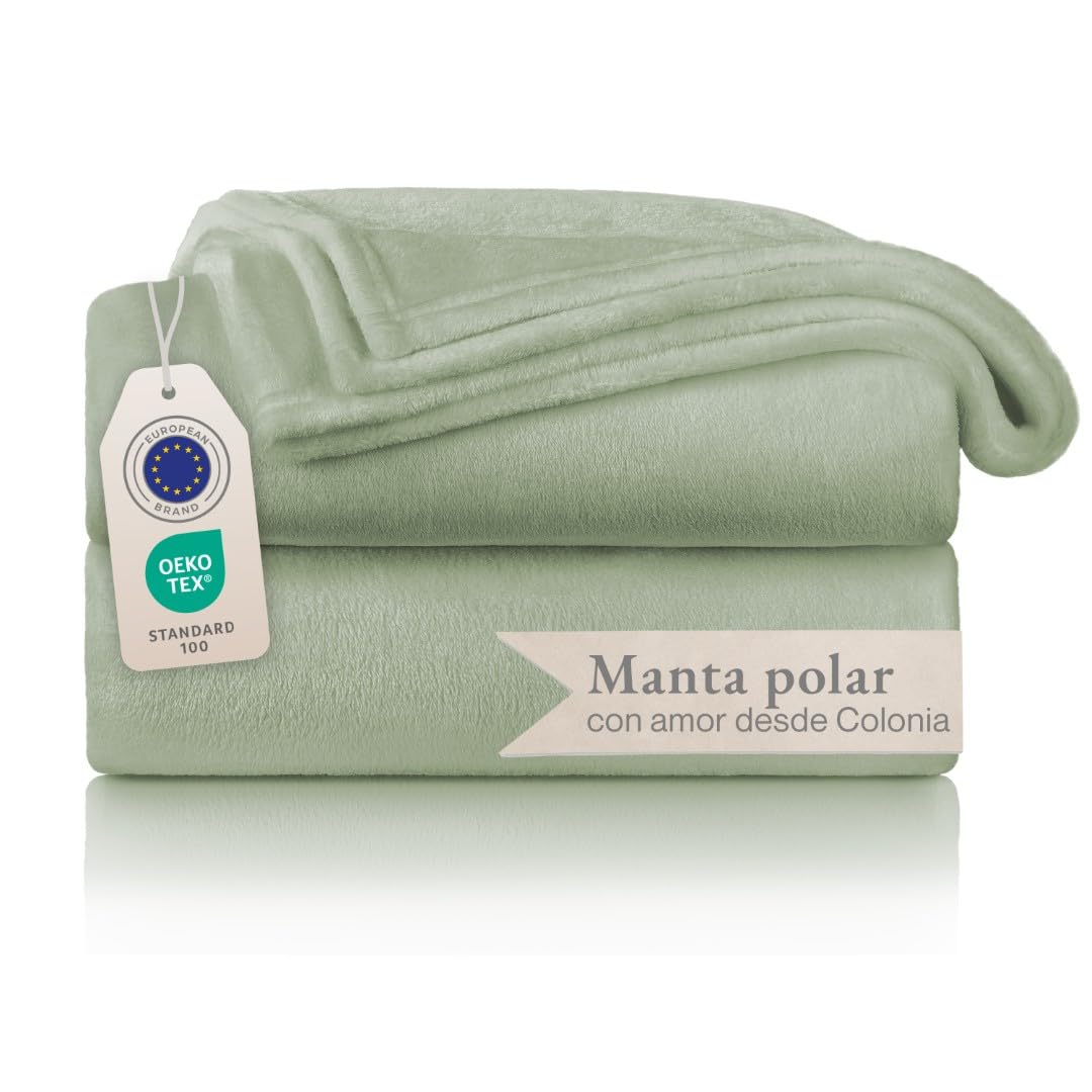 Blumtal Flannel Throw Blankets Soft and Quilted - Fleece 100% Microfiber Extra Soft Blanket for Sofa, Bed or Living Room, Summer Green, 220 x 240cm