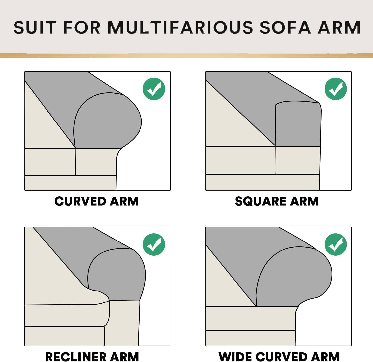 Stretch Velvet Sofa Armrest Covers Arm Covers for Chairs and Sofas Anti-Slip Couch Armrest Covers with Sticker Furniture Armrest Protector for Sofa Couch Chair Recliner (Set of 4,White)