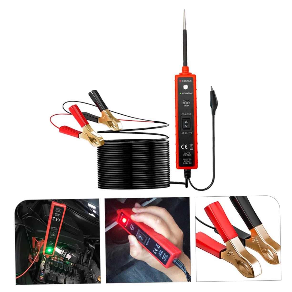 Probador de Circuitos de Automóviles 6-24v Dc con Pinzas ABS
