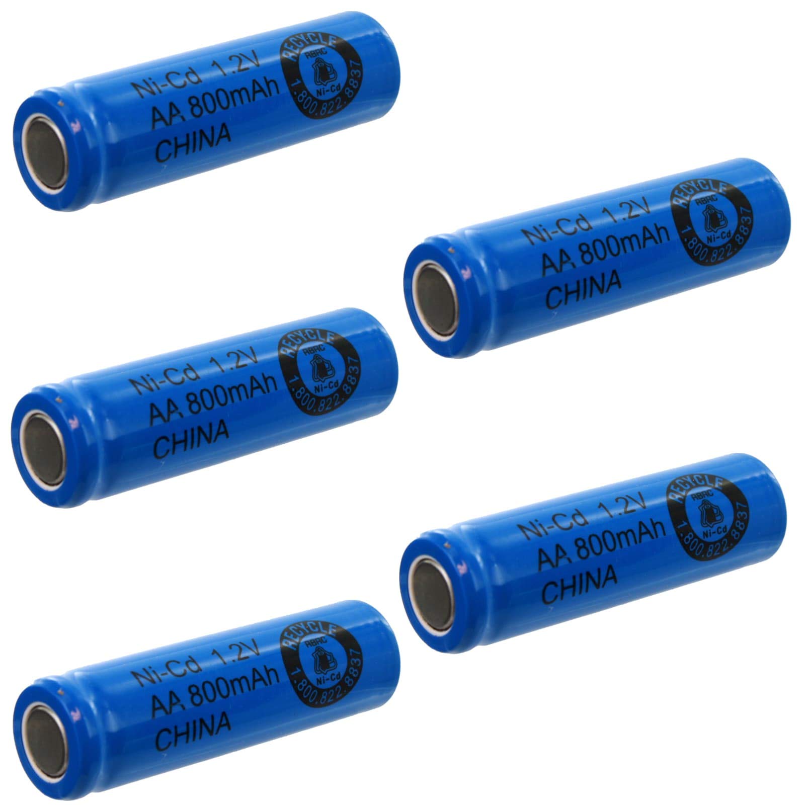 5pc AA 1.2V 800mAh NiCd Rechargeable Flat Top Assembly Cell Batteriesfor meters, radios, hybrid automobiles, high power static applications (Telecoms, UPS and Smart grid), radio controlled devices