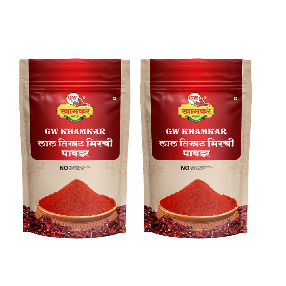 GW Khamkar Lal Tikhat Mirchi (Red Chilli) Powder, Guntur Chillies Sourced from, Andhra Pradesh, and Byadgi Chillies Sourced from Karnataka, Zip Lock & Re-usable Pack, and Pack of 2, 185grams each. (B0BQM76QK3) Amazon Price History, Amazon Price Tracker