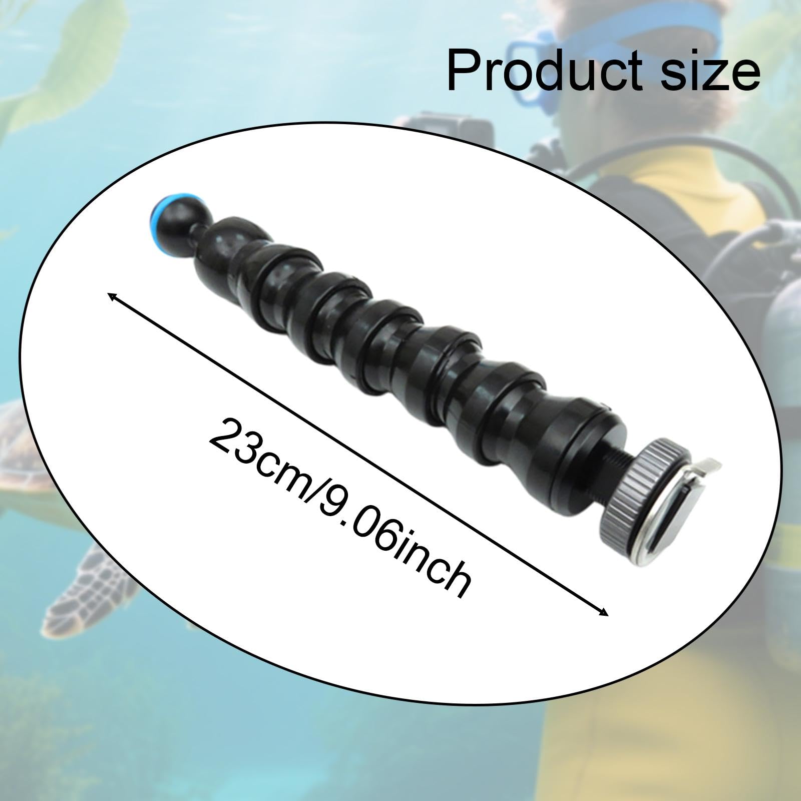 Oshhni Brazo de luz para cámara subacuática, Cabezal de Bola para fotografía de Buceo, para cámara de acción, Jaula de Buceo, Brazo de lámpara Flexible, 6 Articulaciones
