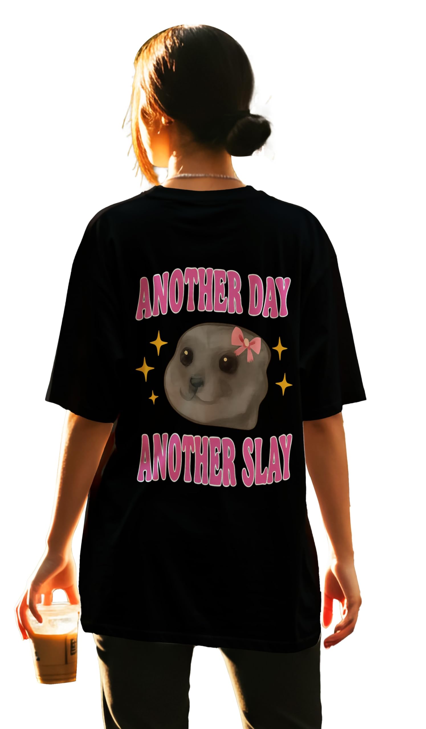 Dagcros Another Day, Another Slay" Simpatica maglietta con meme di sigillo - Maglietta grafica divertente e feroce per ragazze e adolescenti - Camicia per amanti degli animali impertinenti