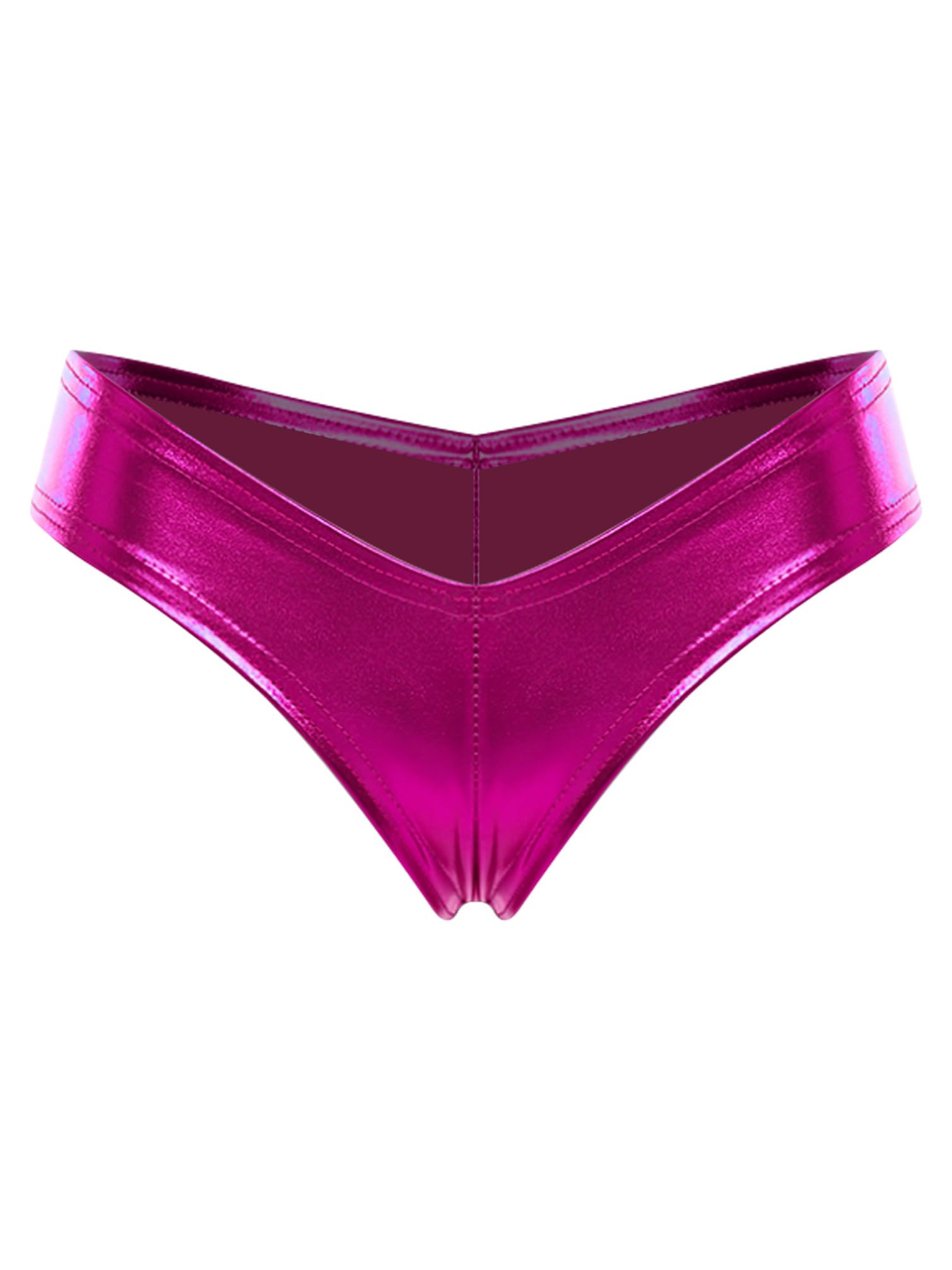 Moily Women's Shiny Metallic Sexy Underwear Mini Booty Cheeky Shorts Bikini Bottoms Stretch Lingerie