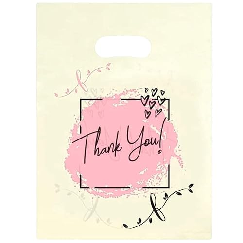 Miniatura 8 de Joyhey 100 unidades de 7.8" x 9.8" bolsas de plástico para mercancía, bolsas de compras y venta al por menor para boutique con asas troqueladas