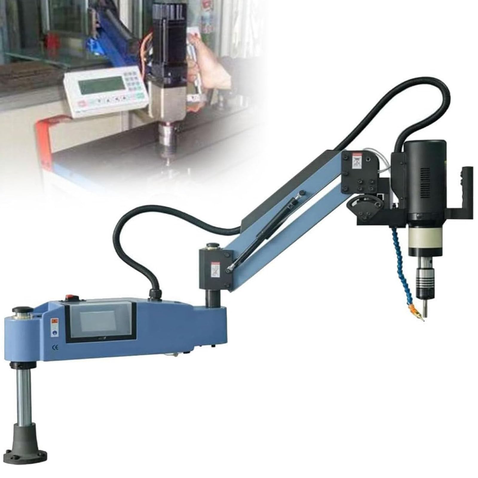 Elektryczna maszyna do gwintowania M3-M16, ramię gwintowane 375 obr./min, elastyczne ramię 1100 mm z 8 standardowymi tulejami, do gwintowania stali, żelaza, miedzi, aluminium