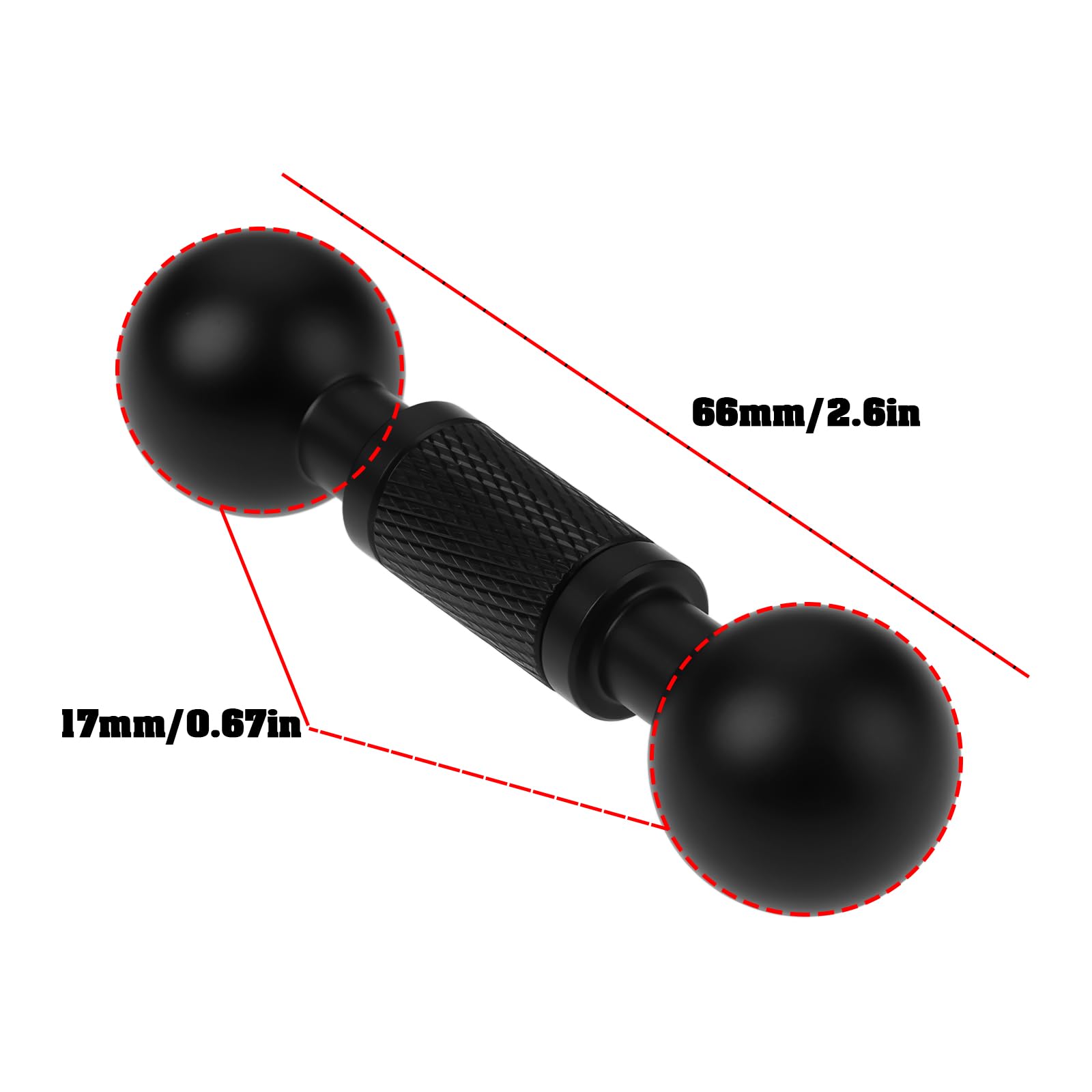17 mm podwójna głowica kulowa ze stopu aluminium przedłużacz do smartfona konwerter GPS z kamerą akcji