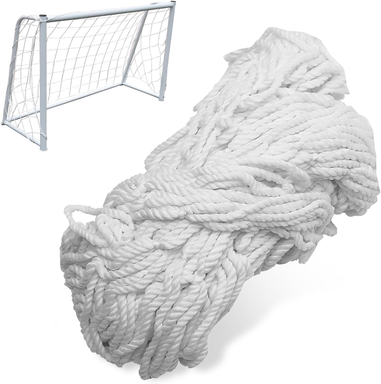 Portable Soccer Replacement Net, Heavy Duty White Soccer Goal Net Durable Thickened Polyethylene Football Goal Net for Sports Match Training(18 x 7ft)