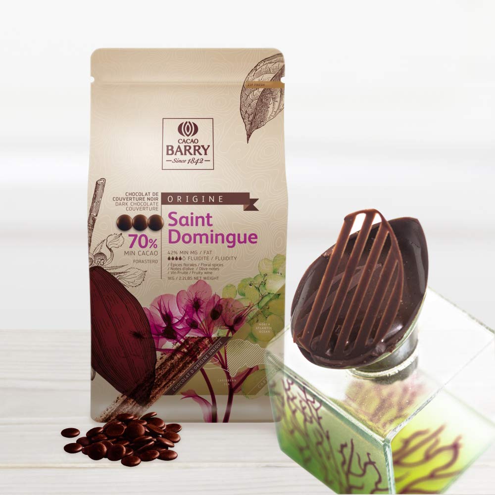 Cacao Barry - Saint Domingue 70% Origine chocolat noir de couverture pistoles 2,5 kg