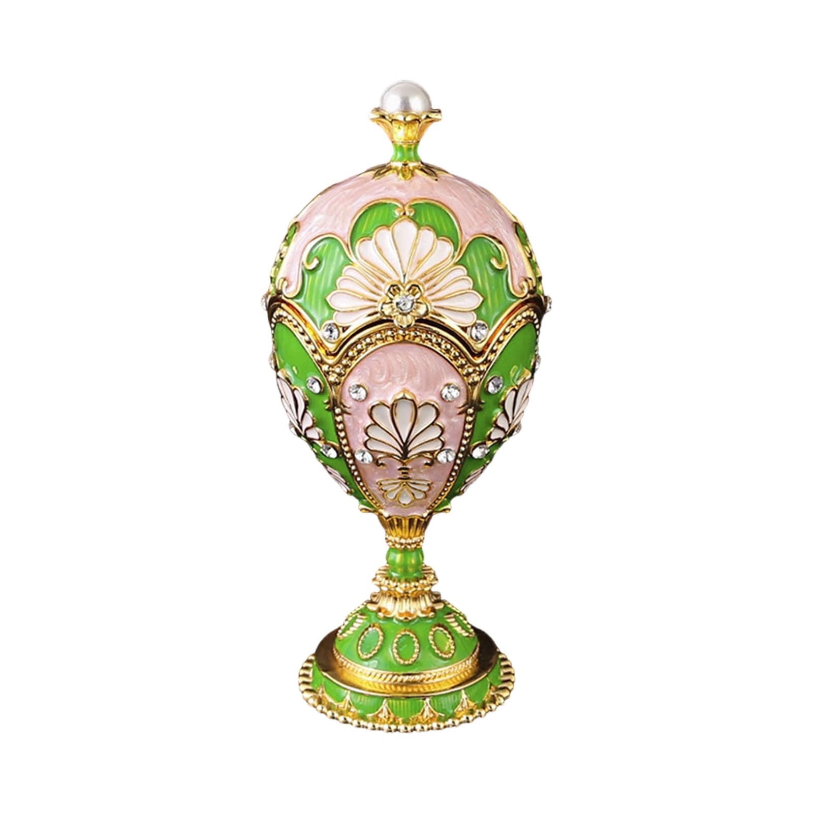 Piceioep Exquisite Handcrafted Enameled Eggs Decorative Box for Jewelry Storage Trinket Organiser with Crystal Rhinestones Enameled Eggs Jewelry Box