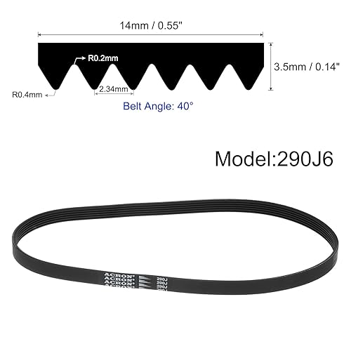 Miniatura 2 de uxcell 290J6 Correas de goma polivinílica en V, 6 varillas PJ Correa acanalada en V de 29 pulgadas de largo x 0.55 pulgadas de ancho x 0.14 pulgadas