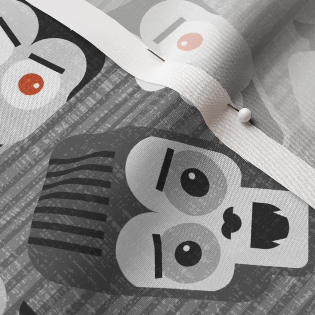 Spoonflower Fabric - Halloween Spooky Retro Kids Frankenstein Vampire Monster Grayscale Printed on Cotton Poplin Fabric by The Yard - Sewing Shirting Quilting Dresses Apparel Crafts