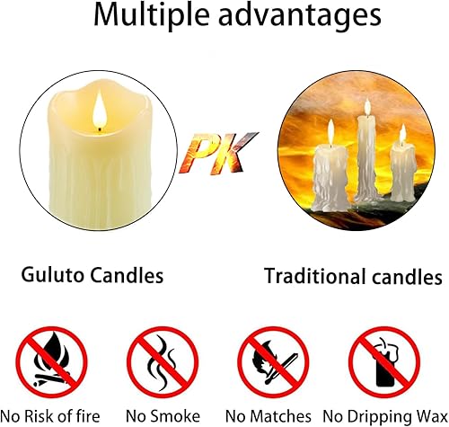 Miniatura 3 de Velas sin llama, velas parpadeantes con control remoto y temporizador, velas de pilar de cera real, velas LED eléctricas para el hogar, boda,