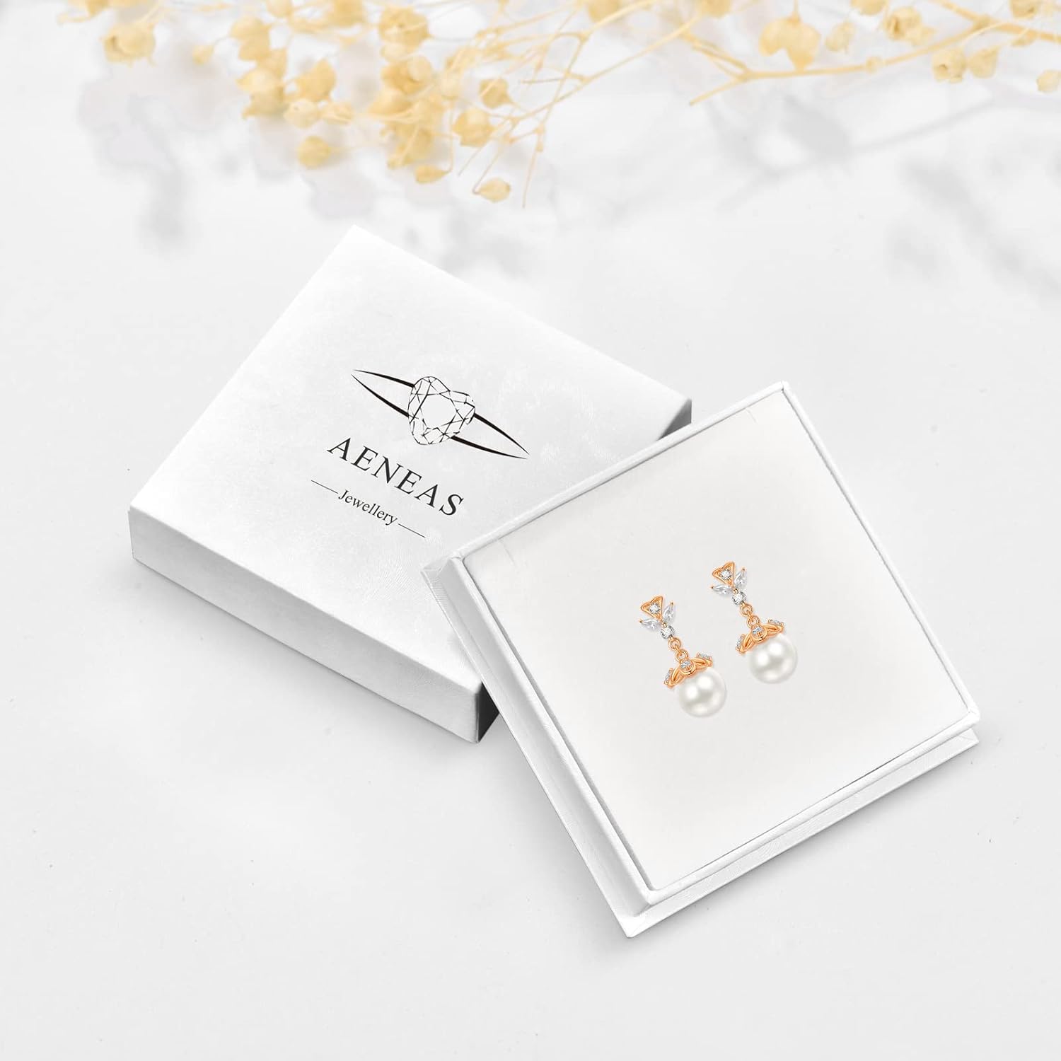 AENEAS Valentines Day Gifts for Women Pearl Dangle Drop Earrings for Women Rose Gold Plated Sterling Silver Pearl Dangling Stud Earrings Wedding Jewelry Anniversary Christmas Birthday Gift for Wife Her Mom - Image 7