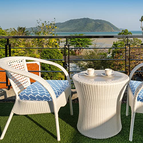 Harborest Indoor/Outdoor Chair Cushions Set Of 4 Waterproof,Square Corner Outdoor Cushions For Patio Furniture - Patio Chair Cushions With Ties,18.5"X16"X3",Blue Geometry #TOP6