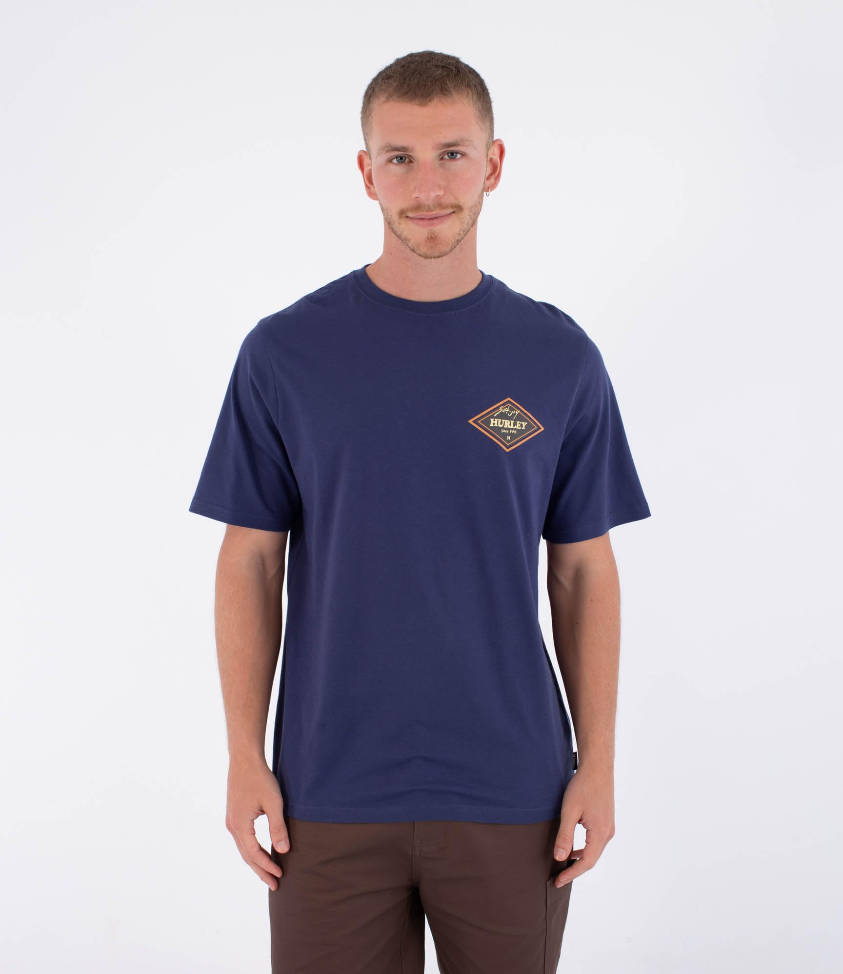 Hurley Mens Short Sleeve Printing Press Samp T-Shirt, Blue, S EU