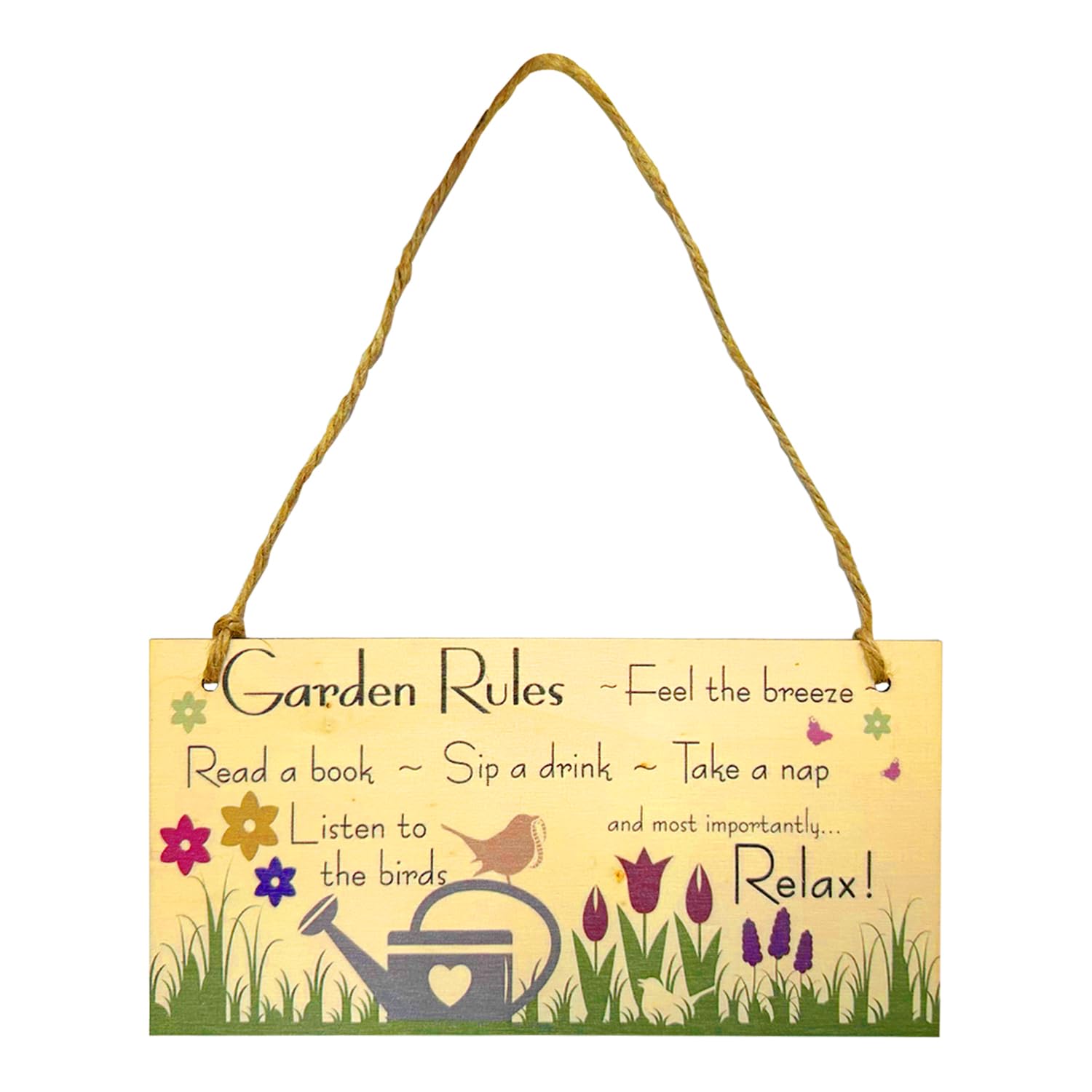 Garden Wooden Hanging Sign, 10*20cm, Multi-Color, Wood, Personalized Decoration, Garden Rules, Plaque, Gift for Plant Lovers