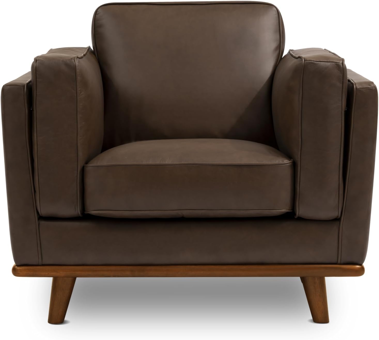 Valencia Artisan Full Leather Accent Chair 41.5” | Pure Full Italian Nappa Leather, Solid Wood Accent, Ultimate Comfort, Chocolate Brown