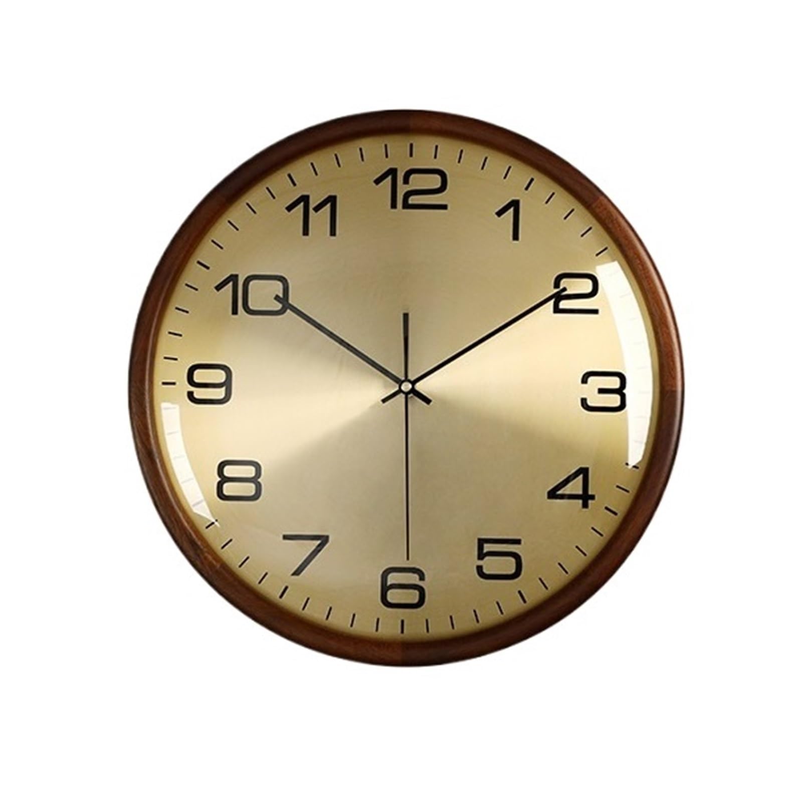 Aioneer Wall Clock Round Wall Clock Minimalist Design Silent Operation Battery Powered-Walnut Wood Metal Dial