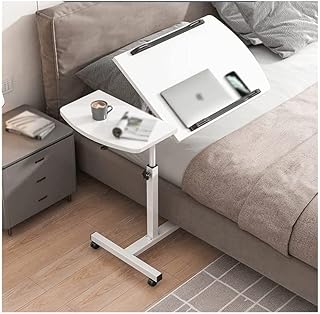 Overbed Table Portable Overbed Table Rolling Computer Stand with Adjustable Height Sturdy and Ergonomic Computer Laptop Cart for Hospital Home Use Lightweight