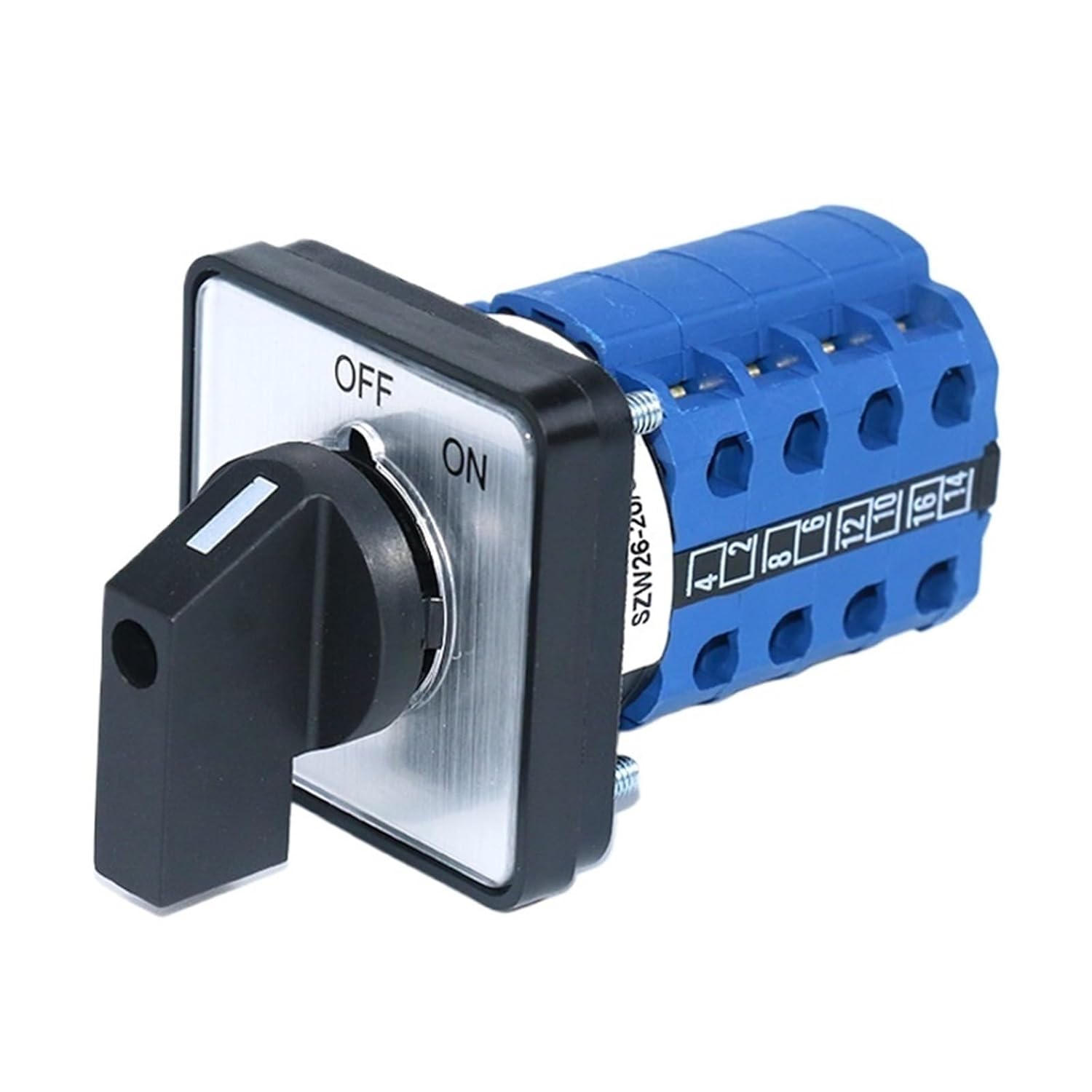 SZW26/LW26-20 4 Pole 20A 660V ON-Off 2 Gear Power Controller Rotary Cam Switch 64/48mm Panel Mounted 1Pcs(C08.4 Off ON 48X48mm)