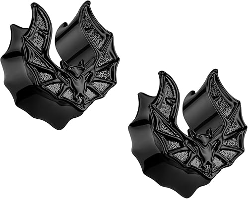 Pierced Owl Medidores de oreja de acero inoxidable PVD 316L, color negro, se venden como un par