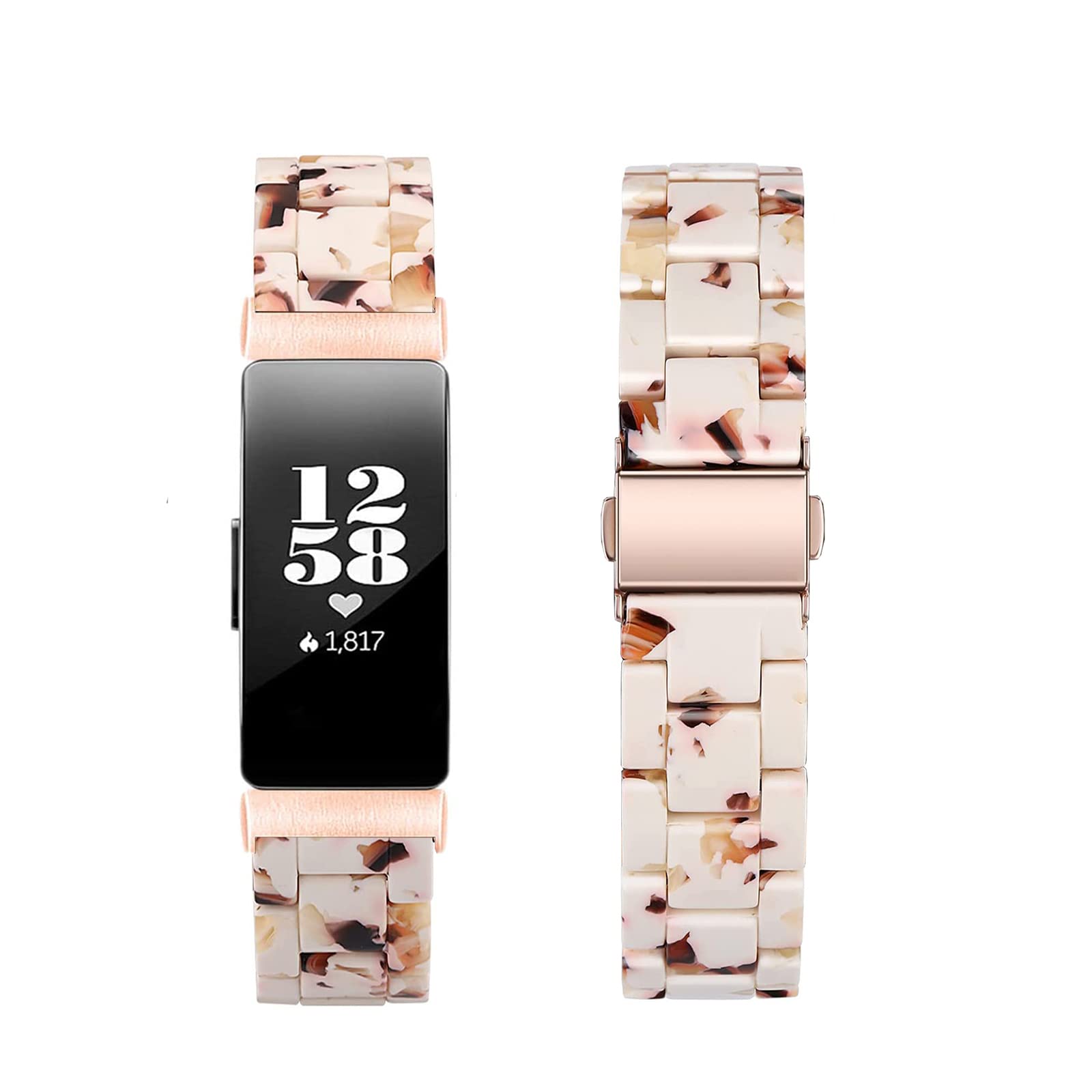 Omter Resin Replacement Band For Fitbit Inspire 2 – Adjustable Strap With Tool (Nougat White) - View #2