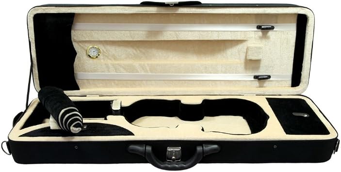 SKY 4/4 Full Size Professional Oblong Shape Lighweight Violin Case with Hygrometer Black/Khaki