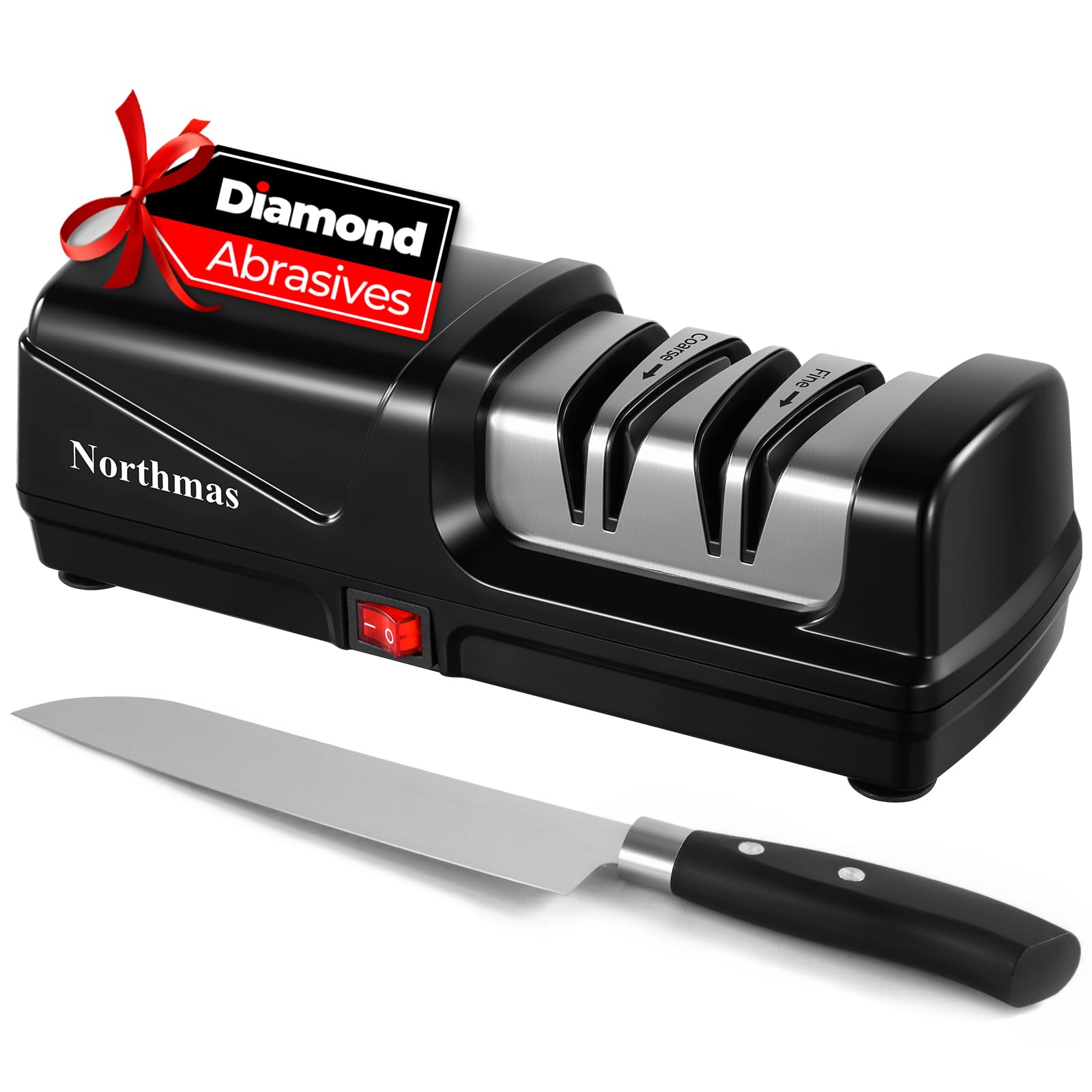 Knife Sharpener Diamond Electric Knife Sharpener for Stainless Steel and Ceramic Kitchen Knives Metal Dust Collection Box Ergonomic