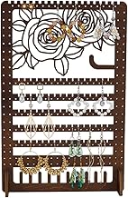 FINGERINSPIRE Rectangular Wooden Earring Display with Rectangular Shape Brown Coconut Brown Jewellery Organizer for Earrings Rings