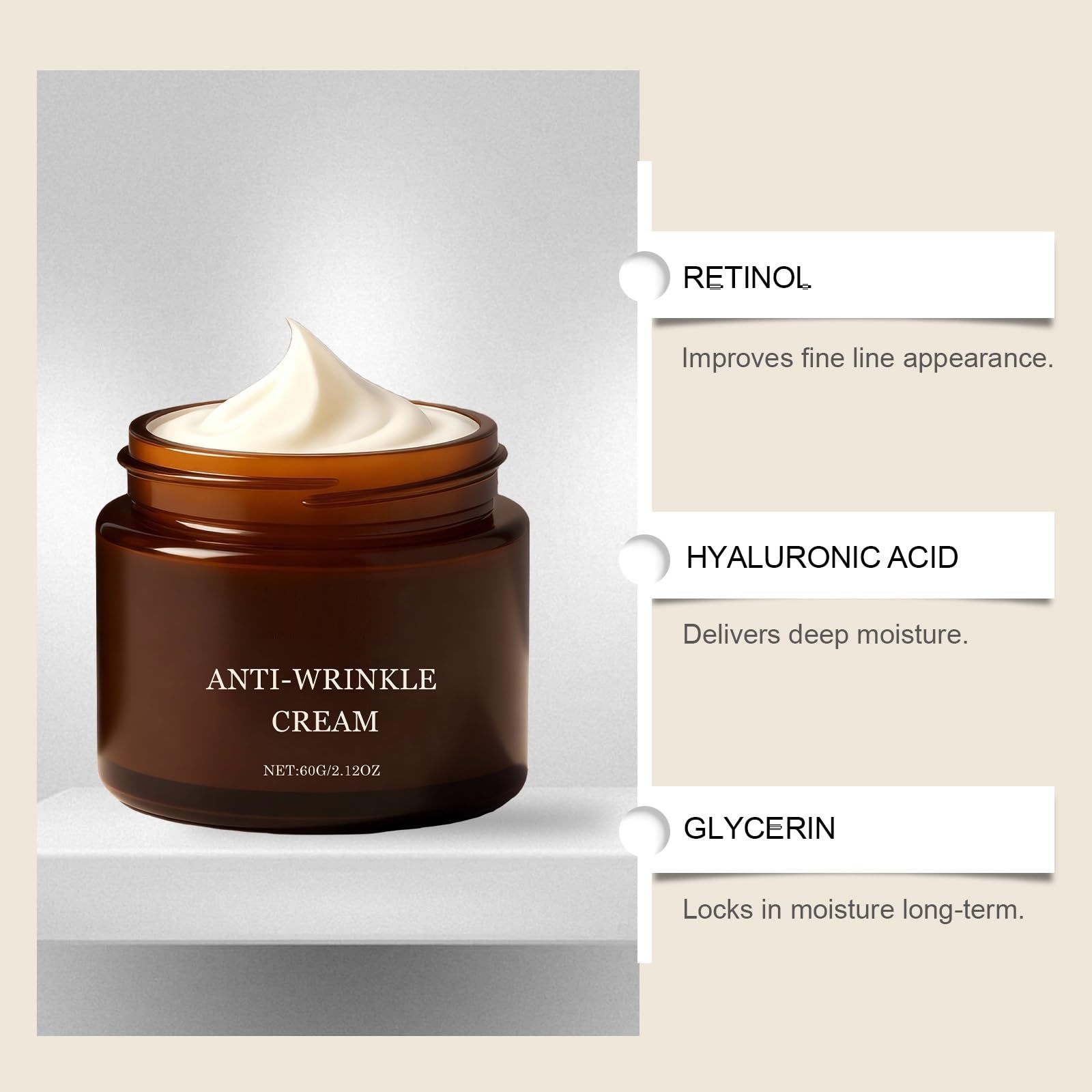 Retinolo Crema Antirughe Retinolo Crema Idratante Retinols Collagene Crema Viso Solido Solleva La Pelle Crema Viso Profonda Idratante Riduce Effettivamente Le Rughe Linee Sottile (8 pezzi)