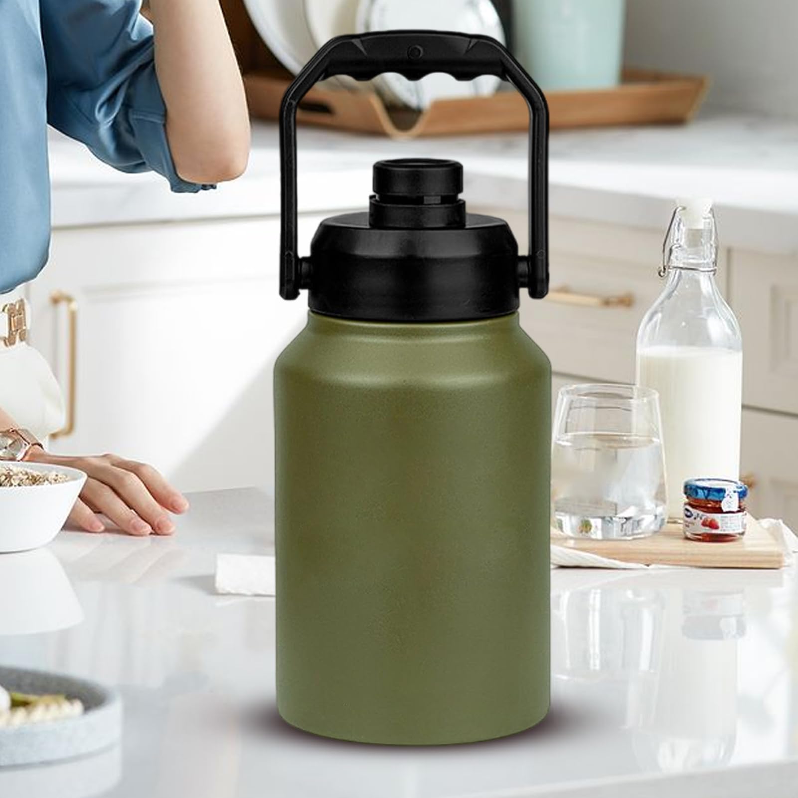 Cubo De Hielo Isotérmico Con Tapa Asa Portátil, Botella De Agua Incluida