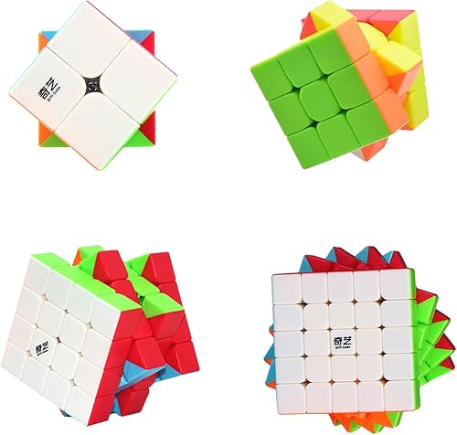Miniatura 6 de Speed Cube Set Ahyuan Professional 4 Pack Magic Cube Bundle 2x2 3x3 4x4 5x5 cubos sin calcomanías, colección rápida y suave, rompecabezas de juguete