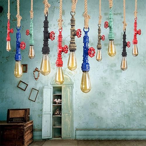 Miniatura 3 de Lámpara colgante de tubo de agua Steampunk retro industrial (óxido)