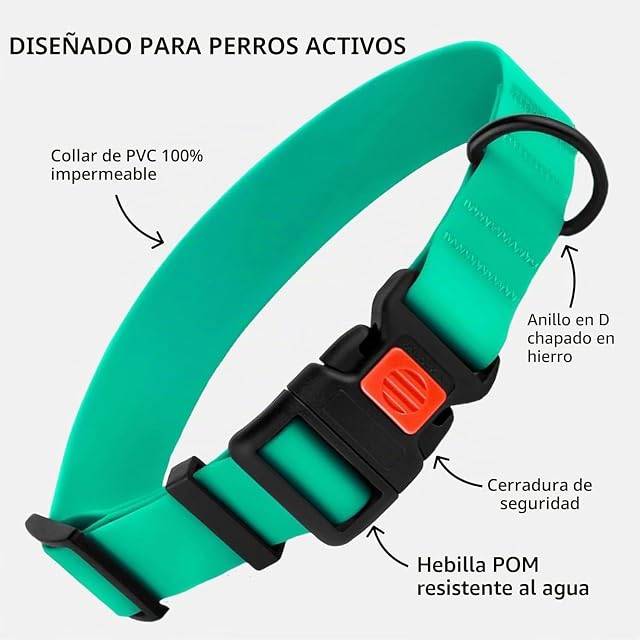 Foto 2 de 6 de CollarDirect Collar Perro Ajustable Impermeable con Hebilla Fácil de Abrochar