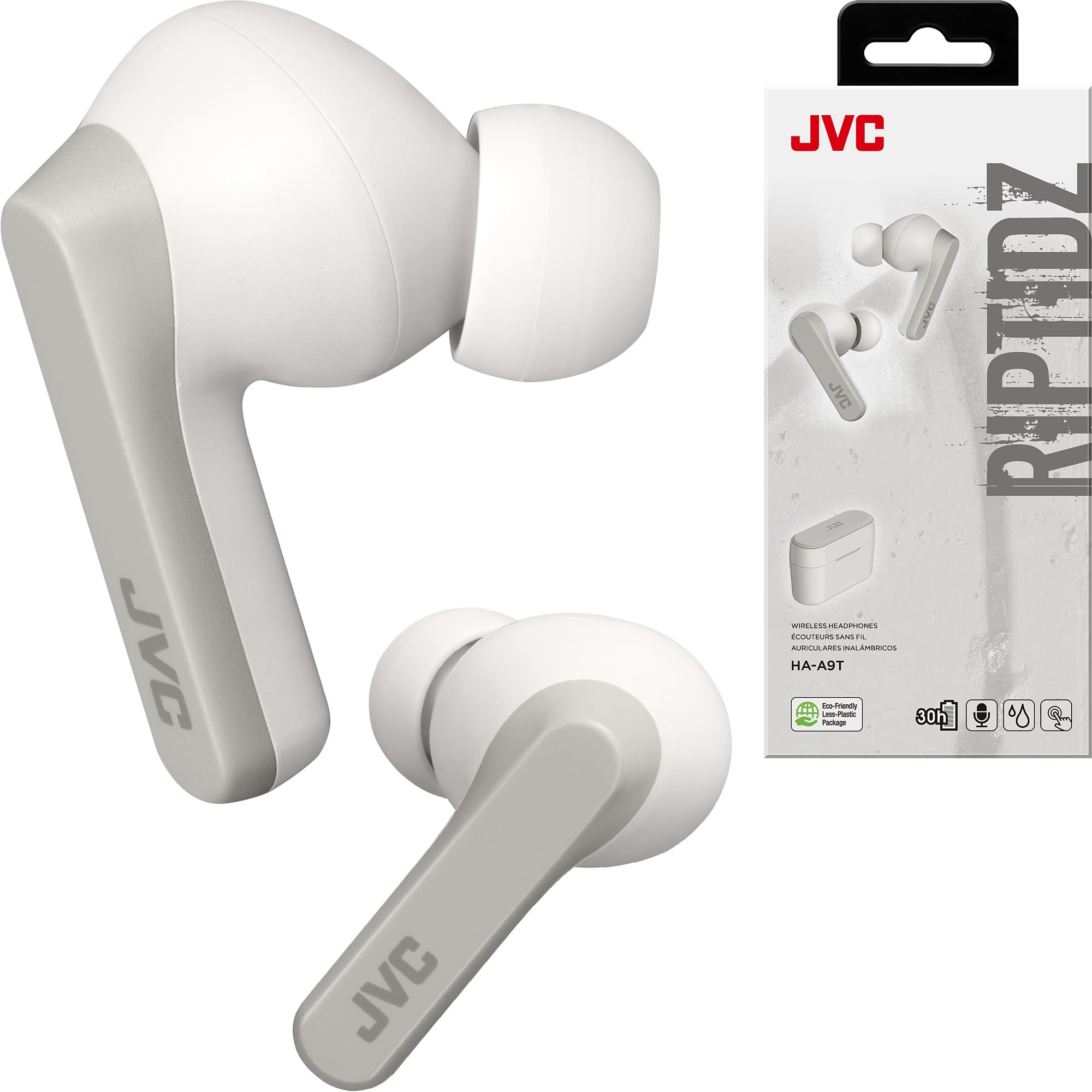 ワイヤレスイヤフォン ホワイト JVC RIPTIDZ True Wireless Headphones with Touch Sensor