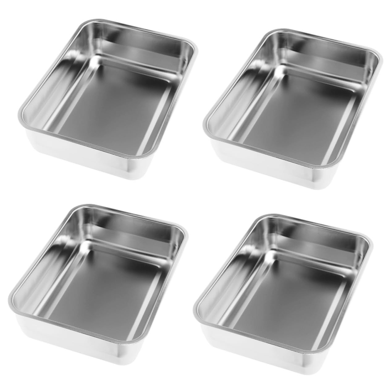 Alipis 4 Piezas Para Hornear Bandeja Plana Para Asar Bandeja De Frutas Platos Para Hornear Parrilla Sartén Para Hornos Sartenes De Acero Inoxidable Para Servir Frutas s De