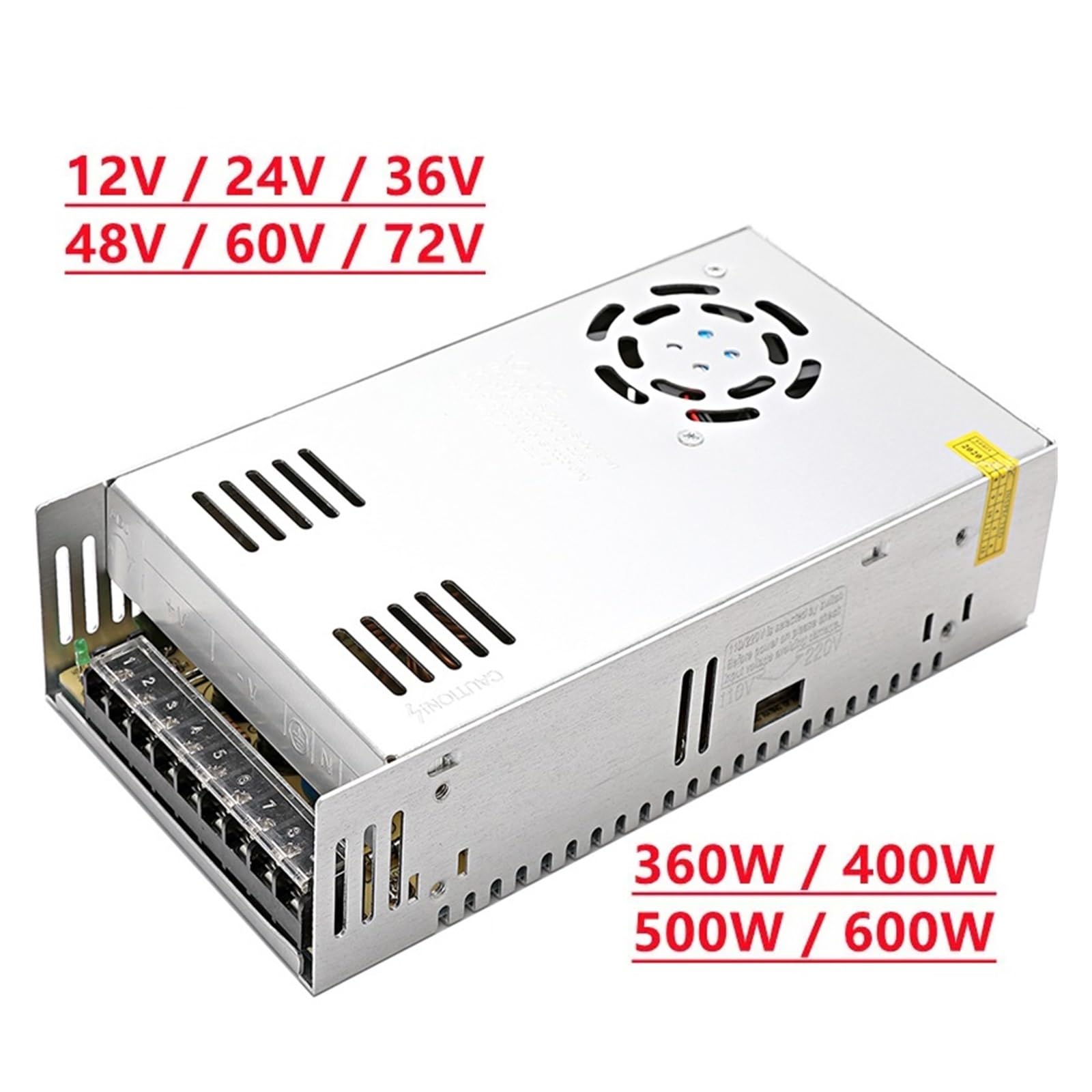 Fuente de alimentación conmutada, transformador AC DC SMPS for tira de luz LED, Motor CCTV, 12V, 24V, 36V, 48V, 60V, 72V, 360W, 400W, 500W, 600W(36V,400w)
