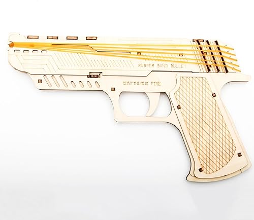 Forma de pistola 3D rompecabezas de madera modelo de construcción Kit de goma Pistola de juguete DIY Brain Tearer regalo de cumpleaños rompecabezas