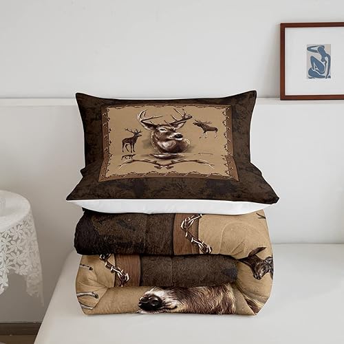 Miniatura 5 de Erosebridal Juego de edredón de ciervos de granja para niños y niñas, juego de ropa de cama del suroeste, tamaño Queen, edredón rústico de animales