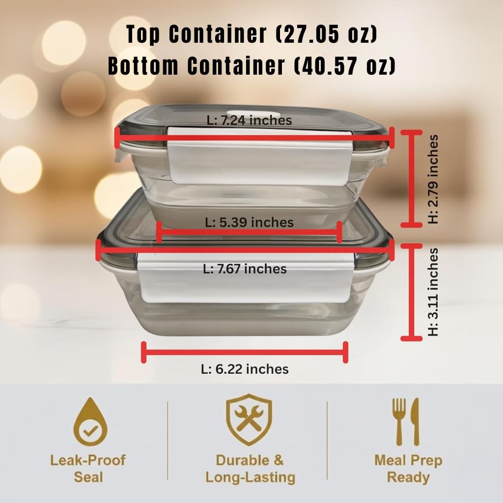 A MILLI Lonchera plegable, contenedores plegables de silicona para alimentos, cajas de utensilios Ttop, plegables, aptas para microondas, congelador, aptas para lavavajillas, juego de 2