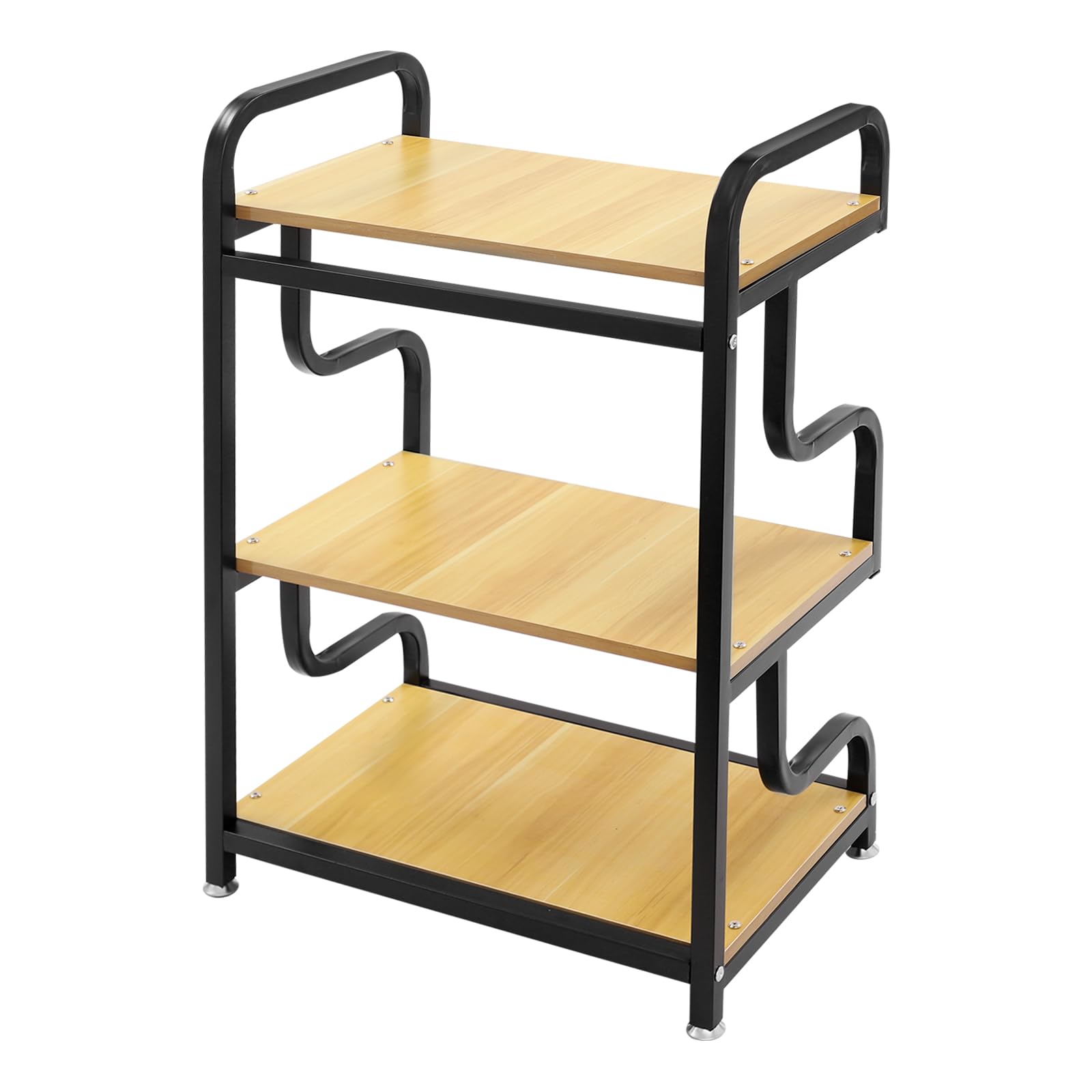 3-stufiger Druckerständer mit Ablage, Robustes Druckerregal, 60x40x94cm Standregal für Büro & Home Office, Hohe Tragfähigkeit bis 20kg pro Ebene, Schwarz