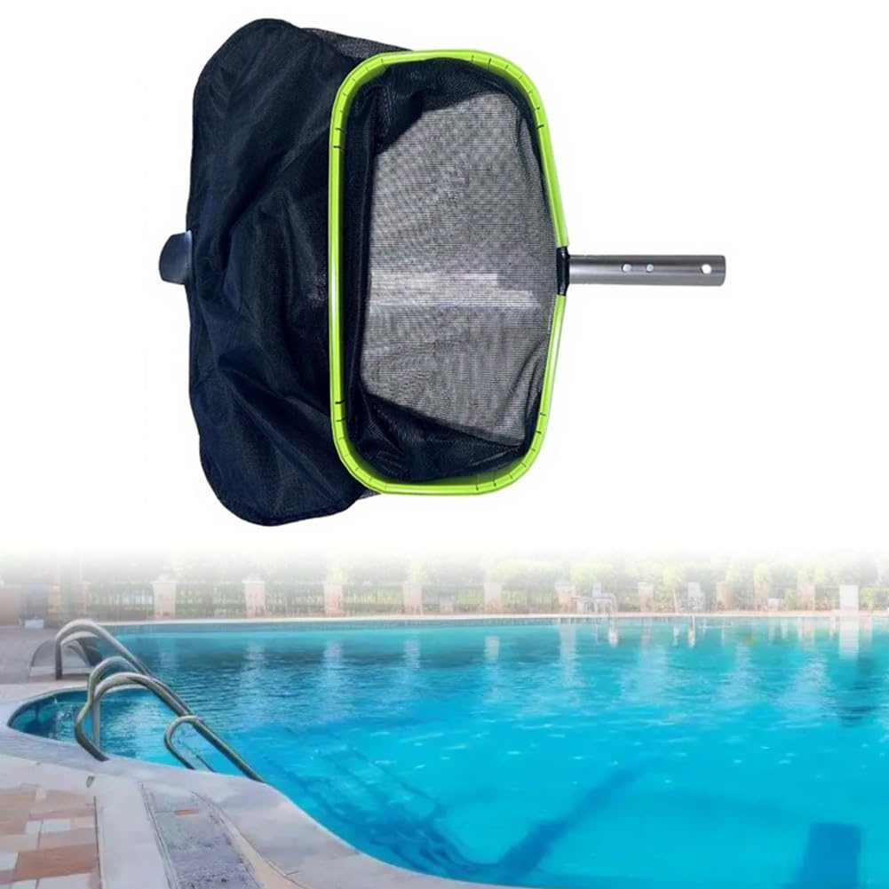 Épuisette de piscine, cadre en aluminium pour enlever les débris, maille verte pour piscines creusées et hors sol