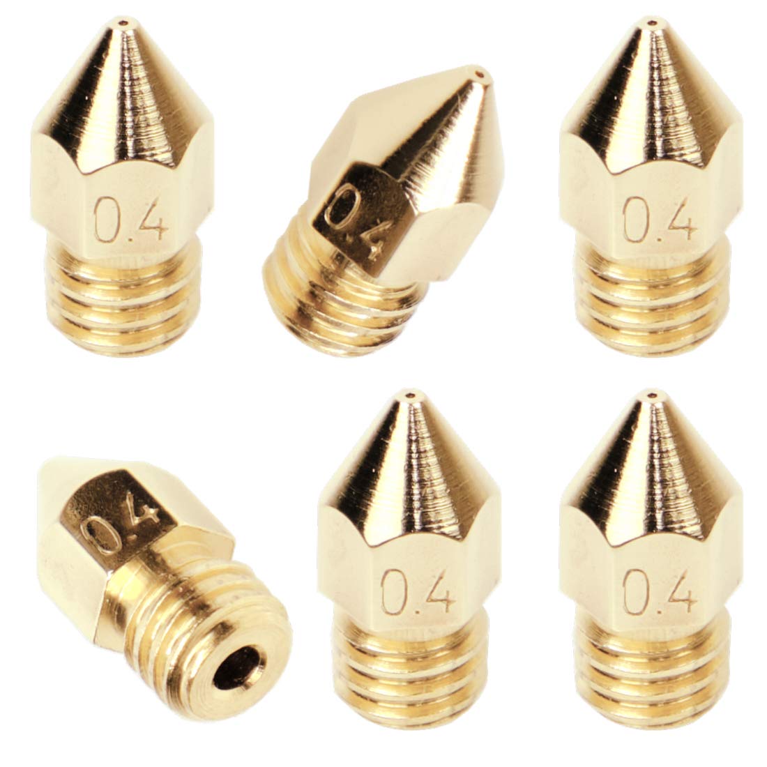 6 szt. dysz 0,4 mm zestaw MK8 Makerbot RepRap Anet A8/A6 Flashforge CtC wytłaczarka Hotend głowica drukująca z mosiądzu do drukarki 3D 1,75 mm (Nozzle) M6