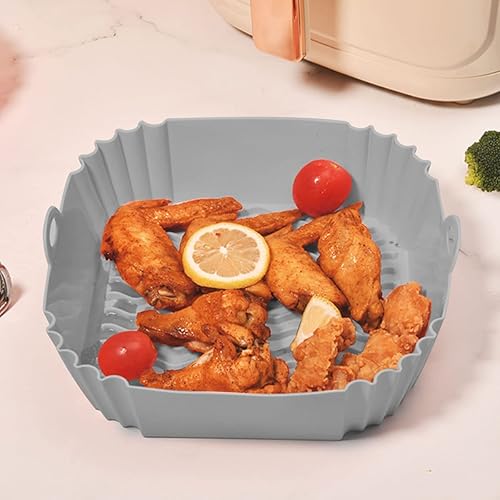 Miniatura 9 de Forros cuadrados de silicona para freidora de aire de 8 pulgadas para 4 a 8 cuartos de galón 2 piezas reutilizables para freidora de aire repuesto