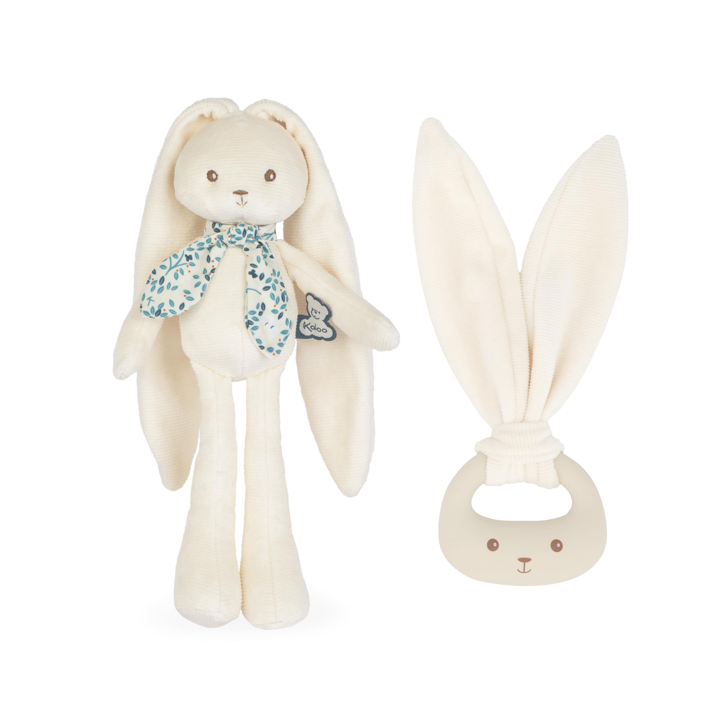 Kaloo - Baby Gift Set - 2 Pieces : Rabbit Soft Toy 25 cm + Silicone Teething Ring - Lapinoo - Cream - from Birth - K390041 - Image 3